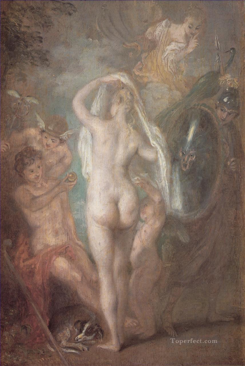 Le Jugement de Paris desnudo Jean Antoine Watteau Pintura al óleo